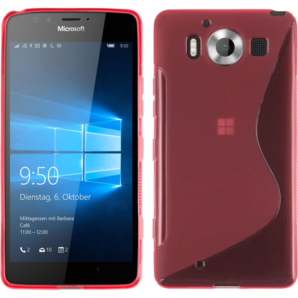PhoneNatic Case kompatibel mit Microsoft Lumia 950 - pink Silikon Hülle S-Style + 2 Schutzfolien