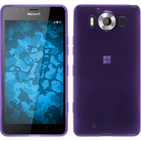 PhoneNatic Case kompatibel mit Microsoft Lumia 950 - lila Silikon Hülle transparent + 2 Schutzfolien