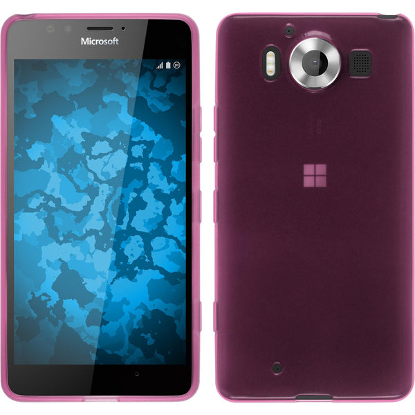 PhoneNatic Case kompatibel mit Microsoft Lumia 950 - rosa Silikon Hülle transparent + 2 Schutzfolien