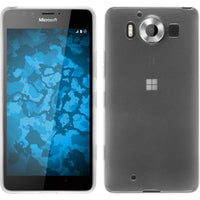 PhoneNatic Case kompatibel mit Microsoft Lumia 950 - weiﬂ Silikon Hülle transparent + 2 Schutzfolien