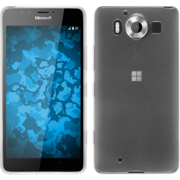 PhoneNatic Case kompatibel mit Microsoft Lumia 950 - weiß Silikon Hülle transparent + 2 Schutzfolien