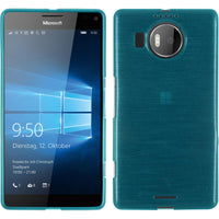 PhoneNatic Case kompatibel mit Microsoft Lumia 950 XL - blau Silikon Hülle brushed + 2 Schutzfolien