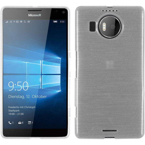 PhoneNatic Case kompatibel mit Microsoft Lumia 950 XL - weiß Silikon Hülle brushed + 2 Schutzfolien