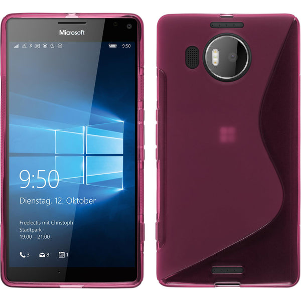 PhoneNatic Case kompatibel mit Microsoft Lumia 950 XL - pink Silikon Hülle S-Style + 2 Schutzfolien