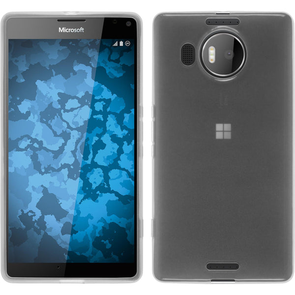 PhoneNatic Case kompatibel mit Microsoft Lumia 950 XL - weiß Silikon Hülle transparent + 2 Schutzfolien