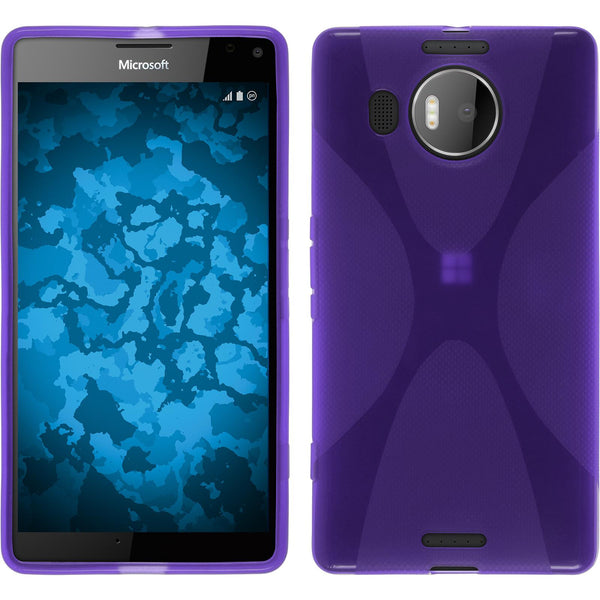 PhoneNatic Case kompatibel mit Microsoft Lumia 950 XL - lila Silikon Hülle X-Style + 2 Schutzfolien