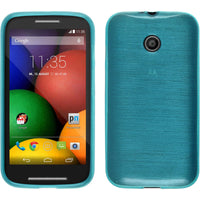 PhoneNatic Case kompatibel mit Motorola Moto E - blau Silikon Hülle brushed + 2 Schutzfolien