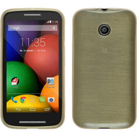 PhoneNatic Case kompatibel mit Motorola Moto E - gold Silikon Hülle brushed + 2 Schutzfolien