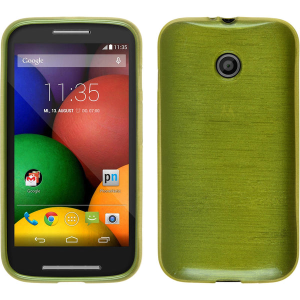 PhoneNatic Case kompatibel mit Motorola Moto E - pastellgrün Silikon Hülle brushed + 2 Schutzfolien