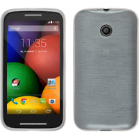PhoneNatic Case kompatibel mit Motorola Moto E - weiﬂ Silikon Hülle brushed + 2 Schutzfolien