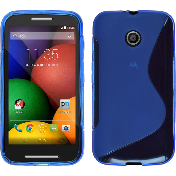 PhoneNatic Case kompatibel mit Motorola Moto E - blau Silikon Hülle S-Style + 2 Schutzfolien