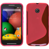 PhoneNatic Case kompatibel mit Motorola Moto E - pink Silikon Hülle S-Style + 2 Schutzfolien