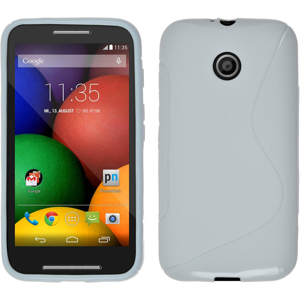 PhoneNatic Case kompatibel mit Motorola Moto E - weiﬂ Silikon Hülle S-Style + 2 Schutzfolien