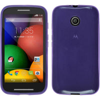 PhoneNatic Case kompatibel mit Motorola Moto E - lila Silikon Hülle transparent + 2 Schutzfolien