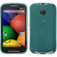 PhoneNatic Case kompatibel mit Motorola Moto E - türkis Silikon Hülle transparent + 2 Schutzfolien