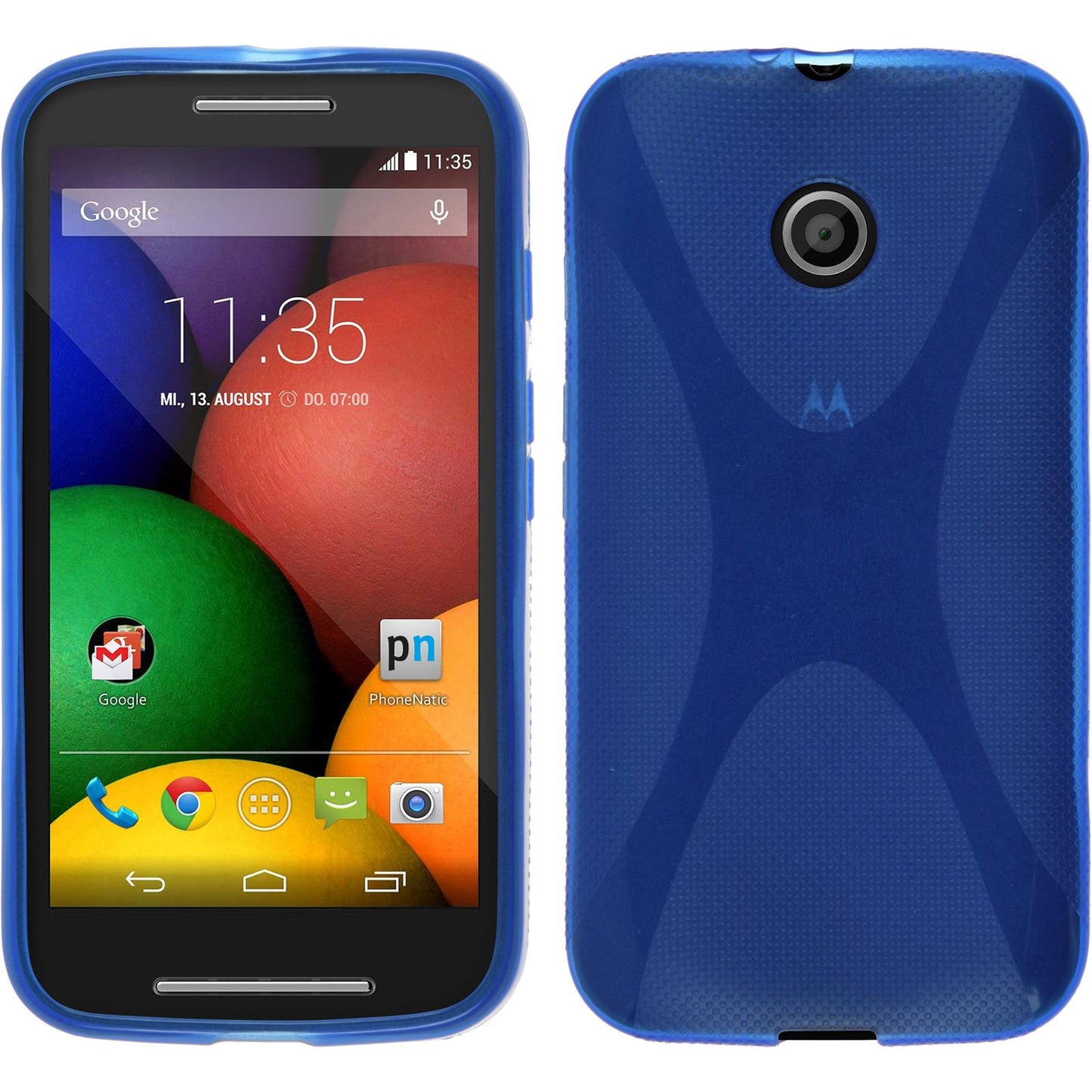 PhoneNatic Case kompatibel mit Motorola Moto E - blau Silikon Hülle X-Style + 2 Schutzfolien