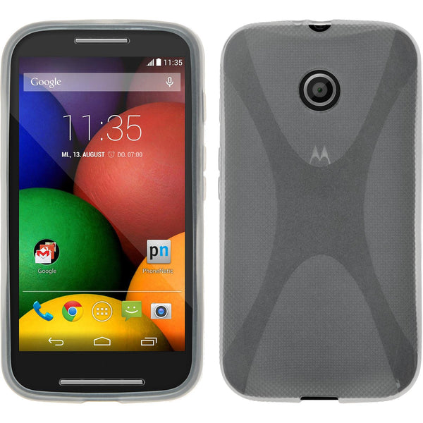 PhoneNatic Case kompatibel mit Motorola Moto E - clear Silikon Hülle X-Style + 2 Schutzfolien