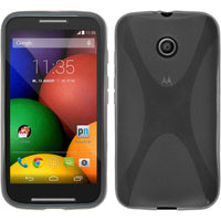 PhoneNatic Case kompatibel mit Motorola Moto E - grau Silikon Hülle X-Style + 2 Schutzfolien