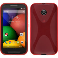 PhoneNatic Case kompatibel mit Motorola Moto E - rot Silikon Hülle X-Style + 2 Schutzfolien