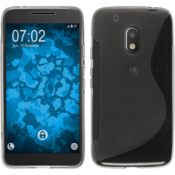 PhoneNatic Case kompatibel mit Motorola Moto G4 Play - grau Silikon Hülle S-Style + 2 Schutzfolien