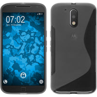PhoneNatic Case kompatibel mit Motorola Moto G4 Plus - grau Silikon Hülle S-Style + 2 Schutzfolien
