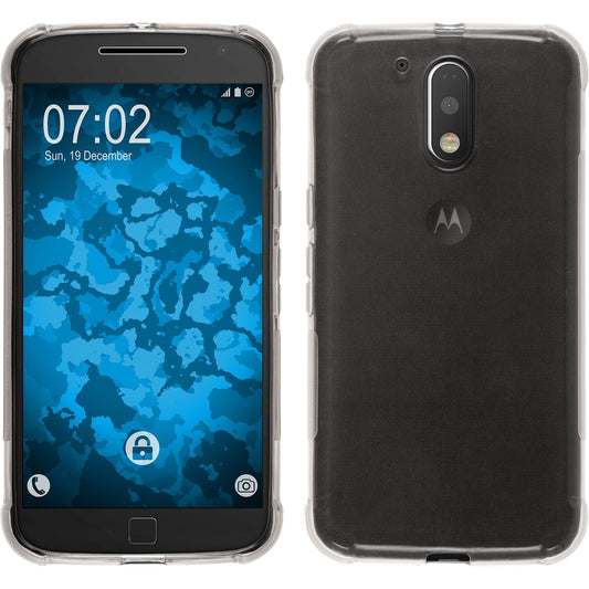 PhoneNatic Case kompatibel mit Motorola Moto G4 Plus - grau Silikon Hülle ShockProof + 2 Schutzfolien