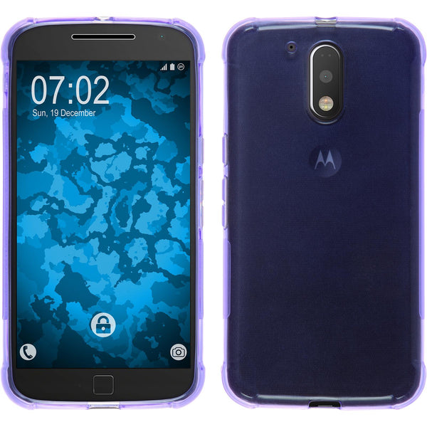 PhoneNatic Case kompatibel mit Motorola Moto G4 Plus - lila Silikon Hülle ShockProof + 2 Schutzfolien