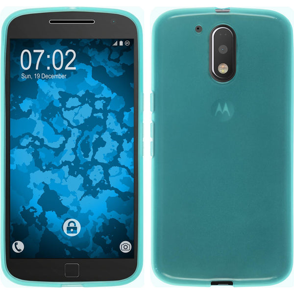 PhoneNatic Case kompatibel mit Motorola Moto G4 Plus - türkis Silikon Hülle transparent + 2 Schutzfolien