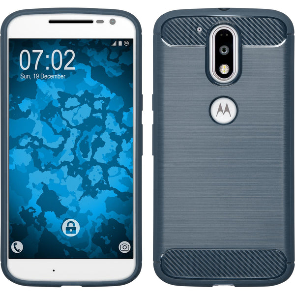 PhoneNatic Case kompatibel mit Motorola Moto G4 Plus - blau Silikon Hülle Ultimate + 2 Schutzfolien