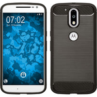 PhoneNatic Case kompatibel mit Motorola Moto G4 Plus - grau Silikon Hülle Ultimate + 2 Schutzfolien