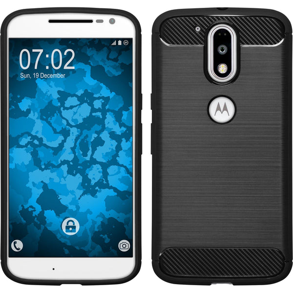 PhoneNatic Case kompatibel mit Motorola Moto G4 Plus - schwarz Silikon Hülle Ultimate + 2 Schutzfolien