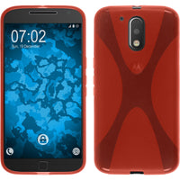 PhoneNatic Case kompatibel mit Motorola Moto G4 Plus - rot Silikon Hülle X-Style + 2 Schutzfolien