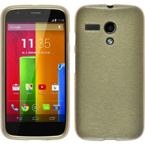 PhoneNatic Case kompatibel mit Motorola Moto G - gold Silikon Hülle brushed Cover