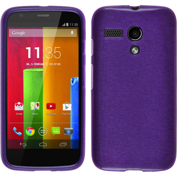 PhoneNatic Case kompatibel mit Motorola Moto G - lila Silikon Hülle brushed Cover