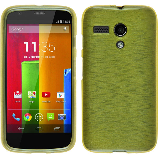 PhoneNatic Case kompatibel mit Motorola Moto G - pastellgrün Silikon Hülle brushed Cover