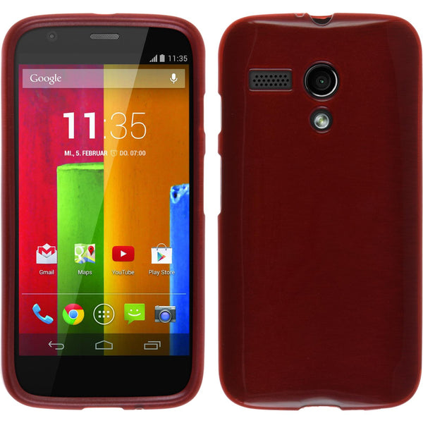 PhoneNatic Case kompatibel mit Motorola Moto G - rot Silikon Hülle brushed Cover