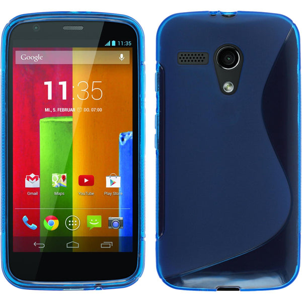 PhoneNatic Case kompatibel mit Motorola Moto G - blau Silikon Hülle S-Style + 2 Schutzfolien
