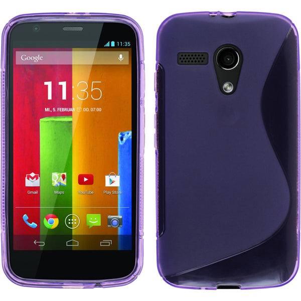 PhoneNatic Case kompatibel mit Motorola Moto G - lila Silikon Hülle S-Style + 2 Schutzfolien