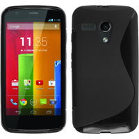 PhoneNatic Case kompatibel mit Motorola Moto G - schwarz Silikon Hülle S-Style + 2 Schutzfolien