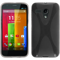 PhoneNatic Case kompatibel mit Motorola Moto G - grau Silikon Hülle X-Style + 2 Schutzfolien