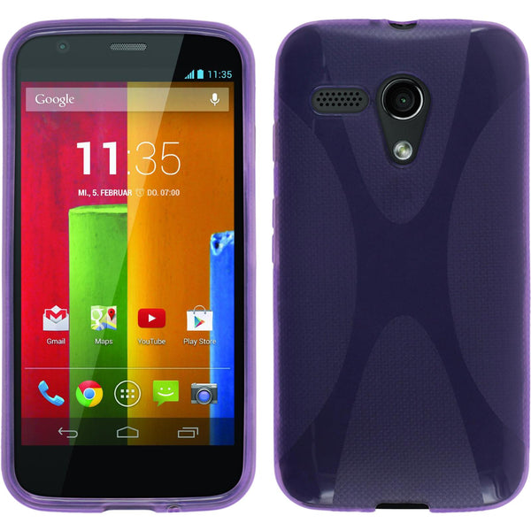 PhoneNatic Case kompatibel mit Motorola Moto G - lila Silikon Hülle X-Style + 2 Schutzfolien