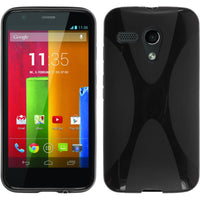 PhoneNatic Case kompatibel mit Motorola Moto G - schwarz Silikon Hülle X-Style + 2 Schutzfolien