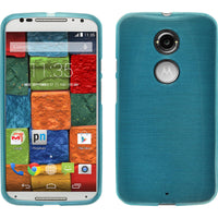 PhoneNatic Case kompatibel mit Motorola Moto X 2014 2. Gen. - blau Silikon Hülle brushed + 2 Schutzfolien