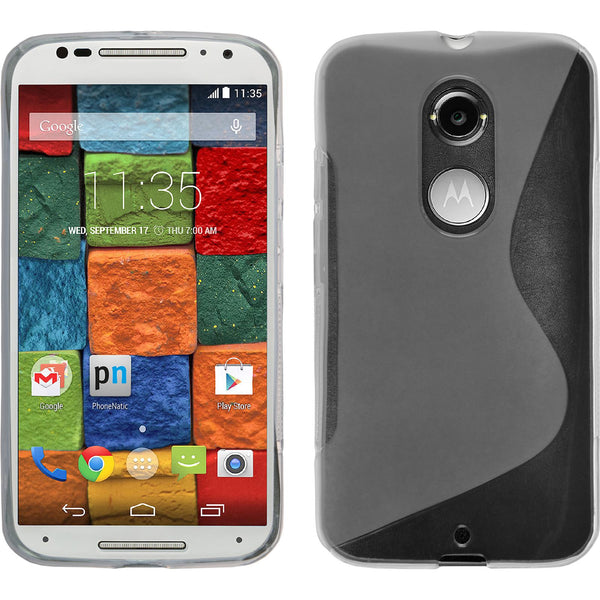 PhoneNatic Case kompatibel mit Motorola Moto X 2014 2. Gen. - clear Silikon Hülle S-Style + 2 Schutzfolien