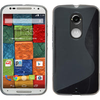 PhoneNatic Case kompatibel mit Motorola Moto X 2014 2. Gen. - grau Silikon Hülle S-Style + 2 Schutzfolien