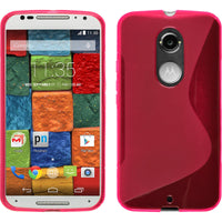 PhoneNatic Case kompatibel mit Motorola Moto X 2014 2. Gen. - pink Silikon Hülle S-Style + 2 Schutzfolien