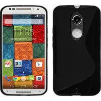 PhoneNatic Case kompatibel mit Motorola Moto X 2014 2. Gen. - schwarz Silikon Hülle S-Style + 2 Schutzfolien