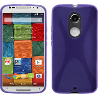 PhoneNatic Case kompatibel mit Motorola Moto X 2014 2. Gen. - lila Silikon Hülle X-Style + 2 Schutzfolien