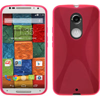 PhoneNatic Case kompatibel mit Motorola Moto X 2014 2. Gen. - pink Silikon Hülle X-Style + 2 Schutzfolien