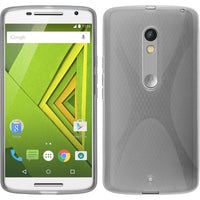 PhoneNatic Case kompatibel mit Motorola Moto X Play - grau Silikon Hülle  + 2 Schutzfolien